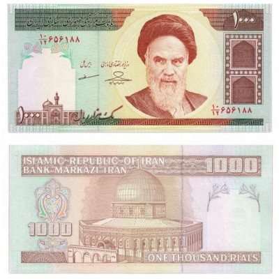 Банкнота 1000 риалов 1992-2006. Иран (Pick 143g) Подпись 35. Из банковской пачки UNC