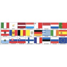 Флаги 24 стран мира. Размер листа 249 мм * 86 мм. Картон