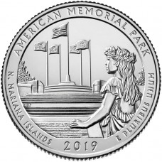 Американский мемориальный парк. 25 центов 2019 года США. №47. (монетный двор Денвер) (UNC)