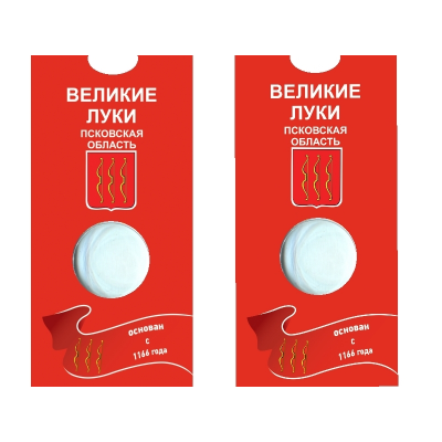 Блистер под монету России 10 рублей 2016 г., Великие Луки (Псковская область)