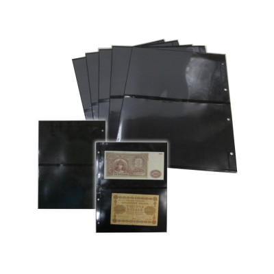 Лист для открыток, фото и банкнот  2 ячейки на чёрной основе (ЛЧФ2-G, двухсторонний). СОМС
