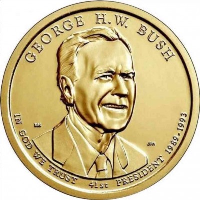 Джордж Буш. 1 доллар 2020 года,  41-й президент США. Из банковского ролла