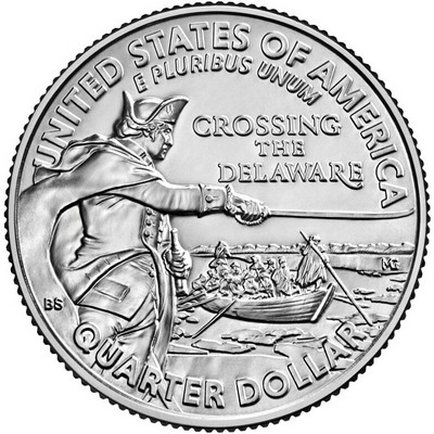 Джордж Вашингтон - Переправа через реку Делавэр. 25 центов 2021 года. США  (монетный двор Денвер) UNC