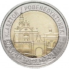 Бенедиктинский монастырь Святого Крест. Монета 5 злотых 2022 года. Польша Из банковского ролла