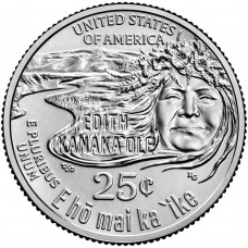 Гавайская танцовщица Эдит Канакаоле, серия выдающиеся женщины США  Монета 25 центов 2023 США (№7). Из банковского мешка (Денвер) 
