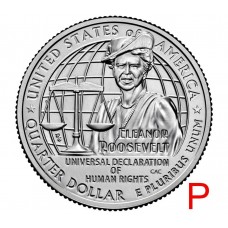 Бывшей первая леди США Элеонора Рузвельт, серия выдающиеся женщины США  Монета 25 центов 2023 США (№8). Из банковского мешка (Филадельфия) 