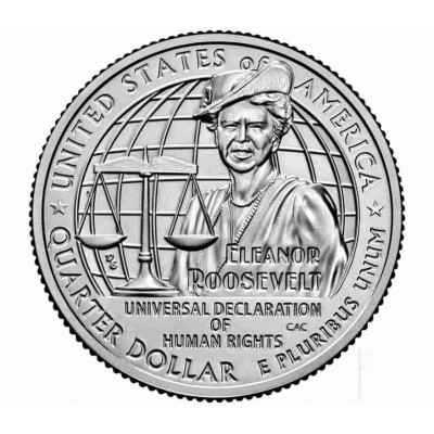 Бывшей первая леди США Элеонора Рузвельт, серия выдающиеся женщины США  Монета 25 центов 2023 США (№8). Из банковского мешка (Денвер)