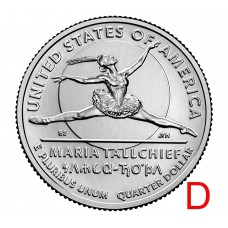БАЛЕРИНА МАРИЯ ТОЛЧИФ, серия выдающиеся женщины США  Монета 25 центов 2023 США (№ 10). Из банковского мешка (Денвер) 