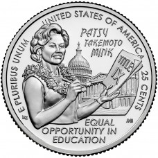 Политик Пэтси Минк, серия выдающиеся женщины США Монета 25 центов 2024 США (№ 12).  Из банковского мешка (Филадельфия) 