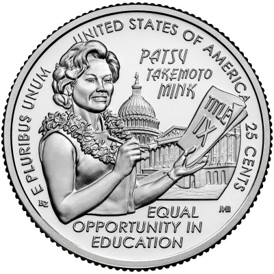 Политик Пэтси Минк, серия выдающиеся женщины США Монета 25 центов 2024 США (№ 12).  Из банковского мешка (Филадельфия)