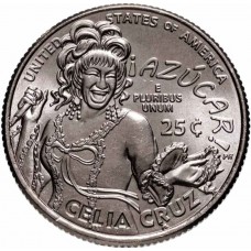  Певица Селия Крус, серия выдающиеся женщины США Монета 25 центов 2024 США (№ 14).  Из банковского мешка (Денвер) 