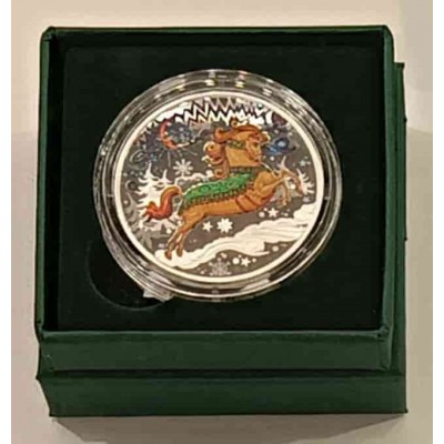 Жетон Год лошади ЦВЕТНАЯ. СЕРЕБРО 33,86 гр . Московский монетный двор. Диаметр 39 мм.