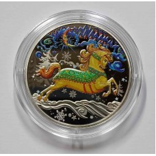 Жетон Год лошади ЦВЕТНАЯ. Московский монетный двор. Мельхиор. Диаметр 39 мм.