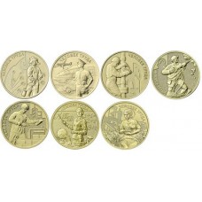 Набор монет 10 рублей 2020-2025 гг, серия Человек труда. Из банковского мешка (7 шт.)