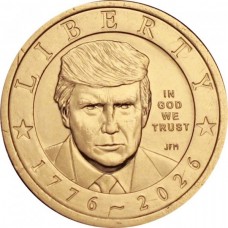 Дональд Трамп. Монета 1 доллар 2026 США. Серия 250 лет независимости США. Из банковского мешка Дональд Трамп. Монета 1 доллар 2026 США. Серия 250 лет независимости США. Из банковского мешка
