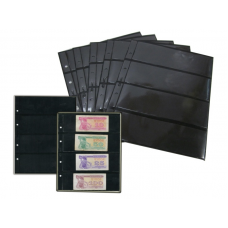 Лист  на чёрной основе для марок и банкнот 200 мм * 250 мм . На 4 ячейки 180*56 мм. Формат OPTIMA (двухсторонний)