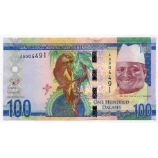 Банкнота 100 даласи 2015 года. Гамбия. UNC
