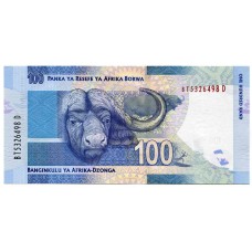 Банкнота 100 рэндов 2012 года ЮАР. Из банковской пачки