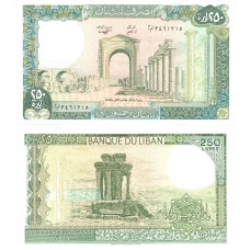 Банкнота 250 ливров 1988 года. Ливан UNC