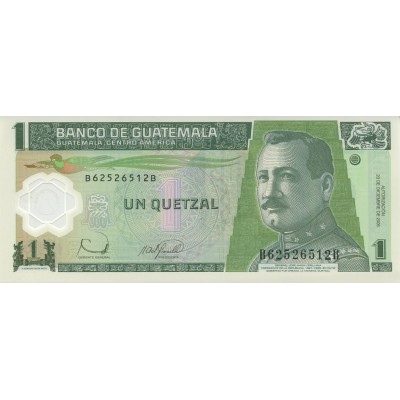 Полимерная банкнота 1 кетсаль 2008 года. Гватемала (UNC)