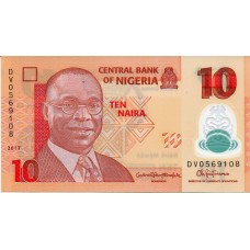 Полимерная банкнота 10 найра 2017 года. Нигерия (UNC)