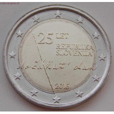25 лет независимости Республики Словения. 2 евро. 2016 год. Словения