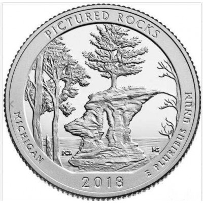 Национальные озёрные побережья живописных камней. 25 центов 2018 года США. №41. (монетный двор Филадельфия) (UNC)