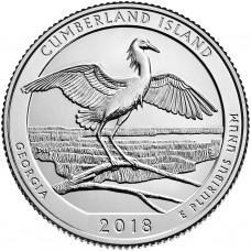 Национальное побережье острова Кумберленд. 25 центов 2018 года США. №44. (монетный двор Денвер) (UNC)