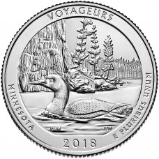 Национальный парк Вояджерс.  25 центов 2018 года США. №43. (монетный двор Сан-Франциско) (UNC) 