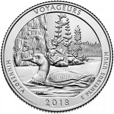 Национальный парк Вояджерс. 25 центов 2018 года США. №43. (монетный двор Денвер) (UNC)