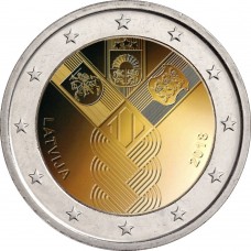 100-летие независимости прибалтийских государств. 2 евро 2018 года.  Латвия (UNC)