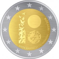 100 лет Эстонской Республике. 2 евро 2018 года.  Эстония (UNC)