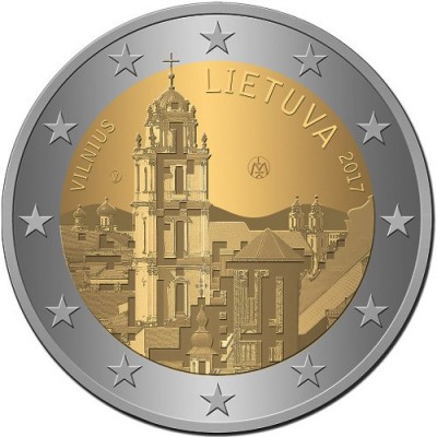 Вильнюс - столица культуры и искусства. 2 евро 2017 года. Литва (UNC)