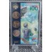 Подарочный набор c банкнотой 100 рублей 2018 (серия АА) и 3 монетами 25 рублей 2018 (Чемпионат мира по футболу FIFA 2018 года) в пластиковом буклете на подставке