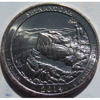 Национальный парк Шенандоа. 25 центов  2014 года. США.  №22 Из банковского ролла