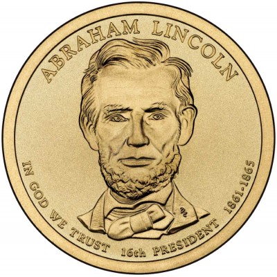 Авраам Линкольн. 1 доллар 2010 года. США