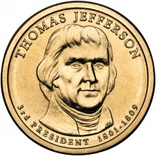 Томас Джефферсон. 1 доллар 2007 года. США