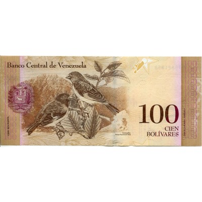 100 боливар 2012 года. Венесуэла. Из банковской пачки (UNC)