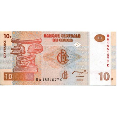 10 франков 2003 года. ДР Конго (KM# 93)