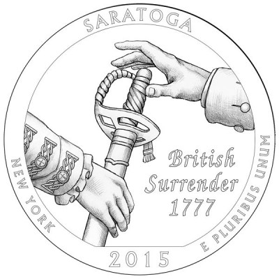 Национальный исторический парк Саратога. 25 центов 2015 года США.  №30 (P)