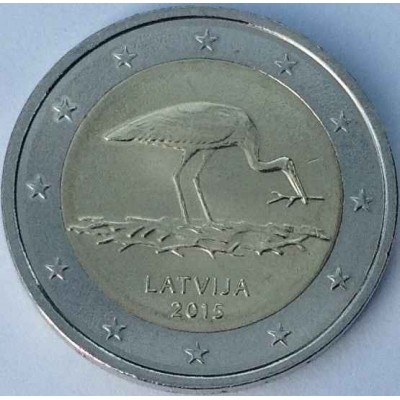 Аист. 2 евро 2015 года. Латвия