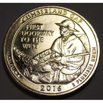 Камберленд-Гэп. 25 центов 2016 года США.  №32  (монетный двор Сан-Франциско)