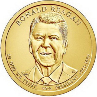 Рональд У. Рейган. 1 доллар 2016 года,  40-й президент США