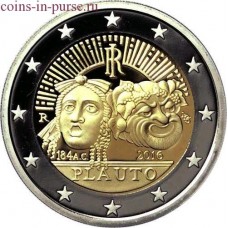 2200-летие со дня смерти Плавта. 2 евро 2016 года. Италия