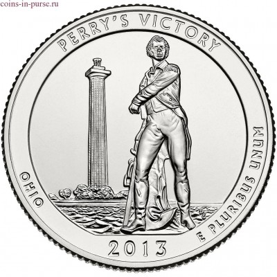 Международный мемориал мира. 25 центов 2013 года США.  №17 (монетный двор Сан-Франциско)