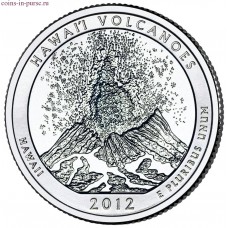 Национальный парк Хавайи-Волкейнос. 25 центов 2012 года США.  №14 (монетный двор Сан-Франциско)