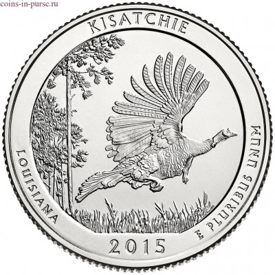 Кисатчи (Kisatchie). 25 центов 2015 года США. №27 (монетный двор Сан-Франциско)