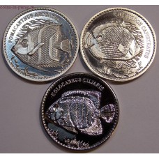 Рыбы. Набор монет 10 рупий 2013 года. Остров Авокарде (3 монеты)