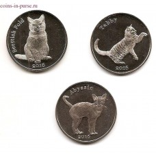 Кошки. Набор из 3-х монет 1 фунт 2016 года. Остров Строма